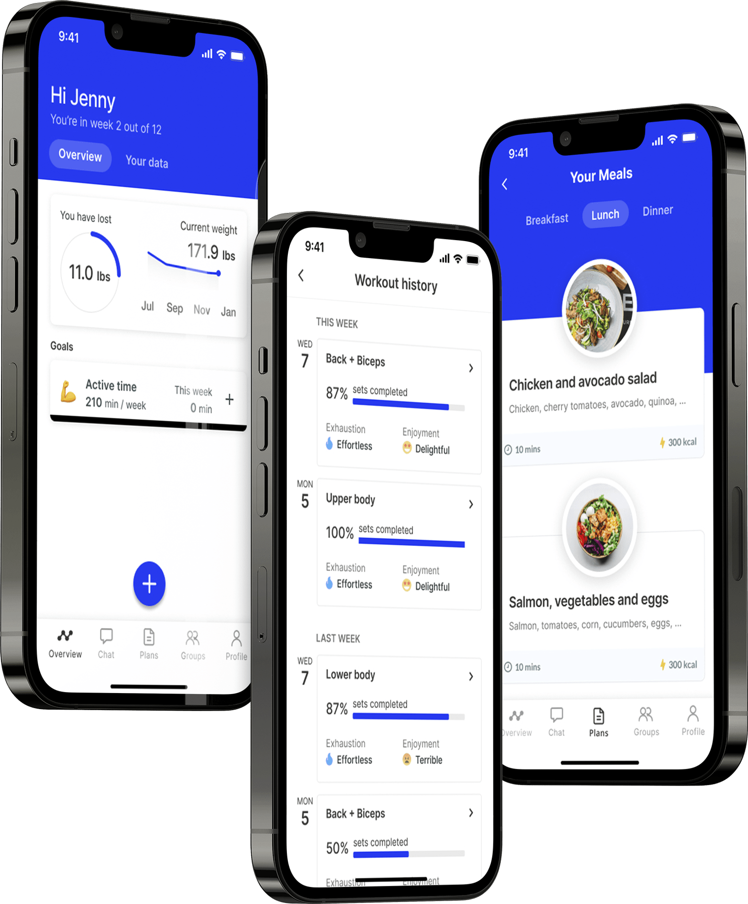 A mockup of the coaching app showcasing the features.